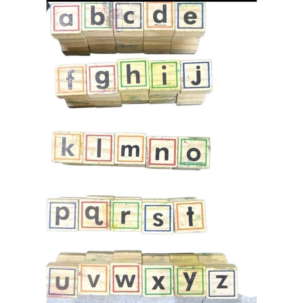 Alphabet Letters Lower Case Wood Rubber Stamp Set